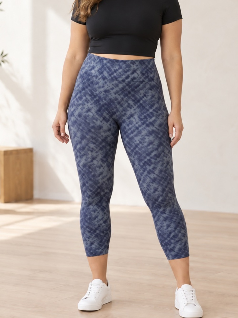 SPANX Look At Me Now Indigo Watercolor Tie Dye Cropped Leggings 2X